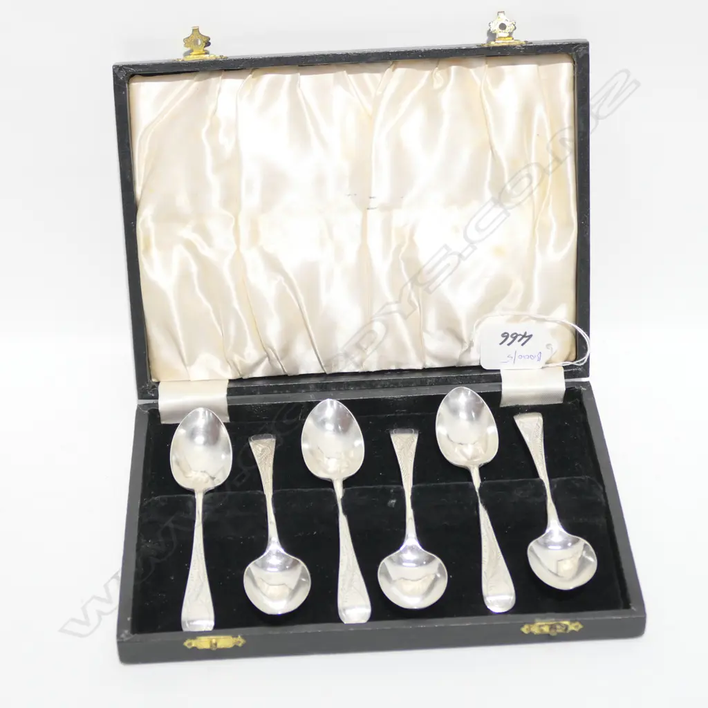 CASED STG SILVER BRIGHT CUT TEASPOONS SHEF 1909 130 G Image 1++