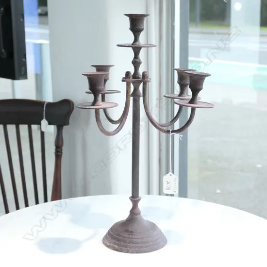 VINTAGE METAL FOUR ARM RUSTIC CANDLELABRA 380MM H