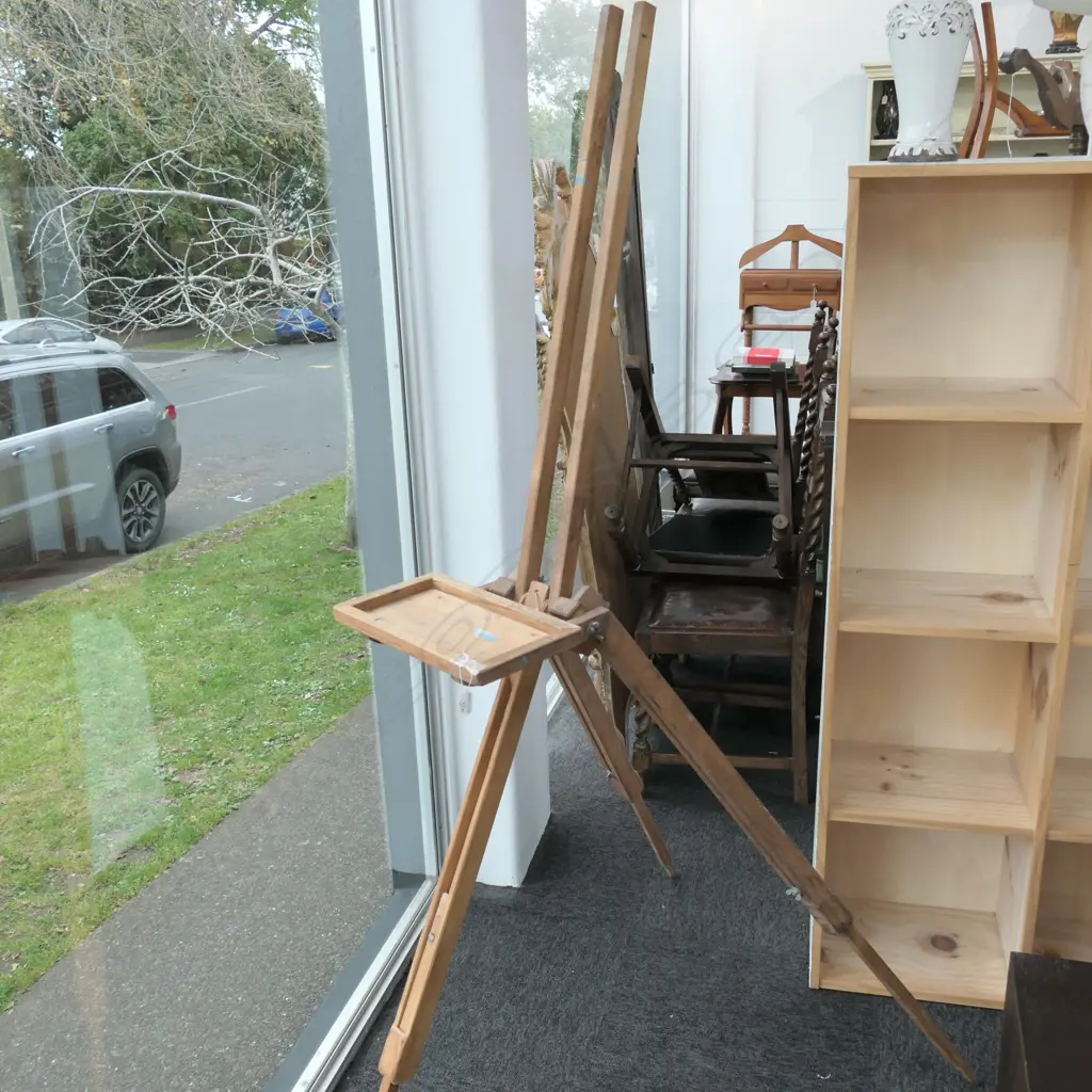 WOODEN ARTISTS EASEL BY W. E. & S. M. PETERS APPROX 1.9M H ADJUSTABLE Image 1++