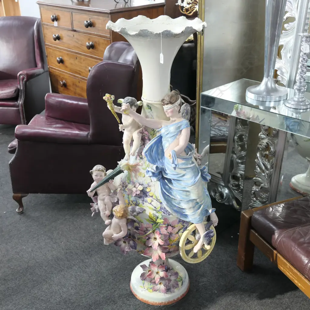 LARGE ITALIAN VASE WITH PUTTI DECORATION A/F H 1290 MM Image 1++