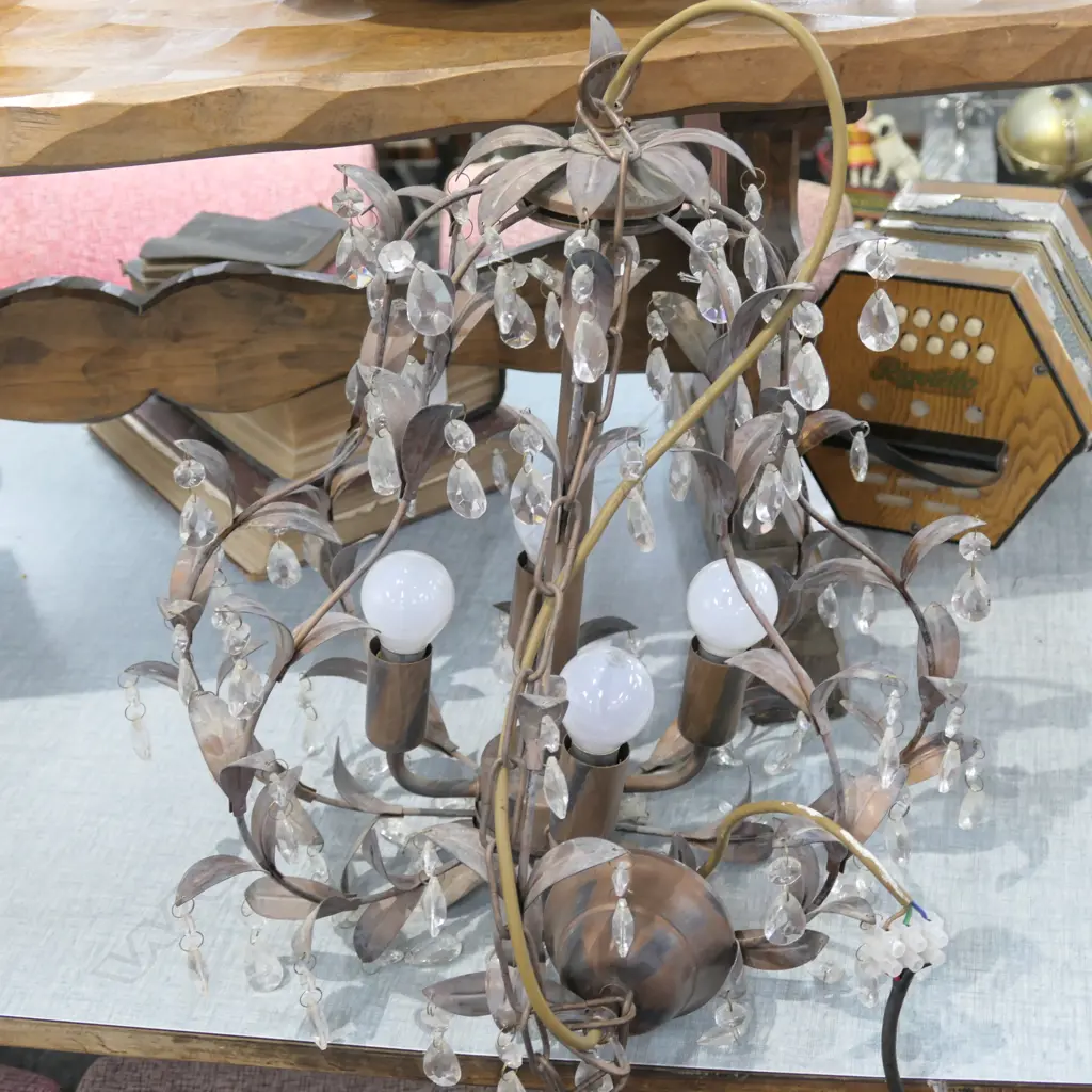 FRENCH 4X LIGHTS COPPER PAINTED CHANDELIER Image 1++