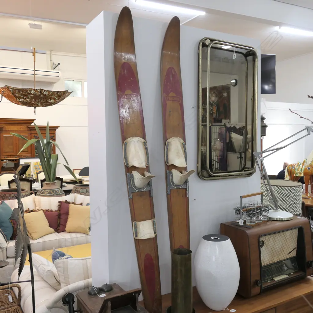 VINTAGE WOODEN WATER SKIS - RON MARKS 'BUCCANEER COMBO' L. 1720 Image 1++