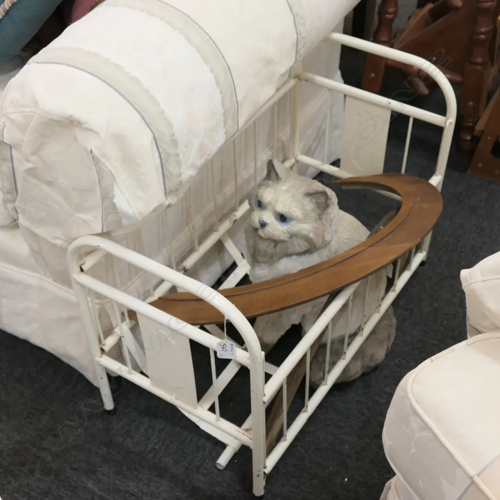 CONCRETE CAT ORNAMENT / WOODEN FRAME AF + METAL DOLLS COT Image 1++