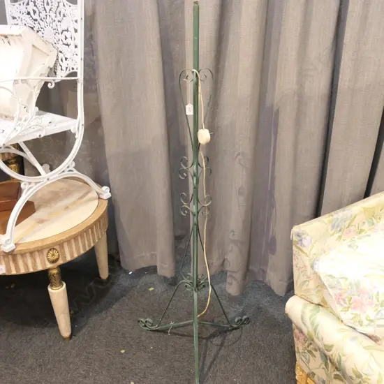 VINTAGE GREEN METAL FRENCH STYLE STANDARD LAMP NO SHADE 1450MM H