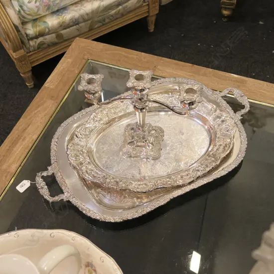 2 EP TRAYS AND 3 BRANCH CANDELABRA L 600 MM 