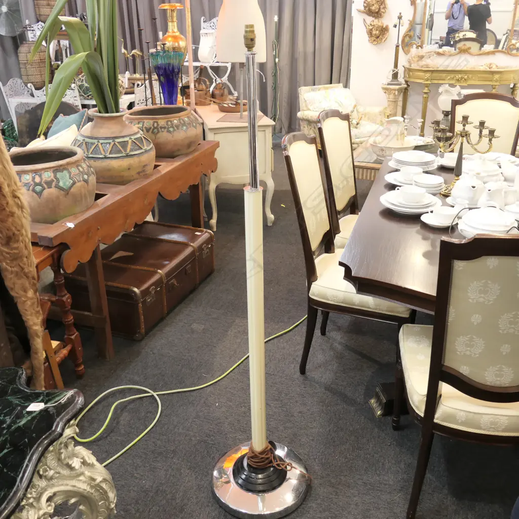 ART DECO CHROME & PAINTED METAL STD LAMP Image 1++