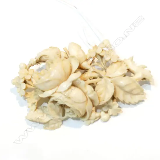 ANTIQUE CARVED IVORY BROOCH