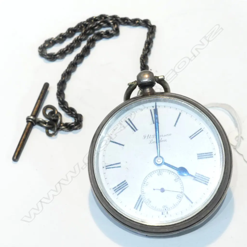 STG SIVER POCKET WATCH + CHAIN, 13.6GMS CHAIN, C1893 Image 1++