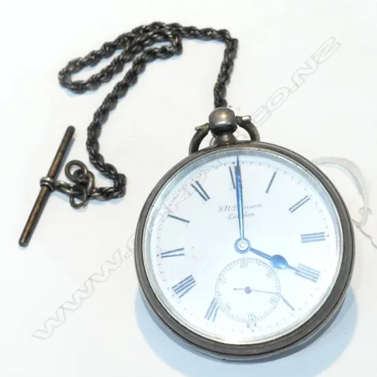 STG SIVER POCKET WATCH + CHAIN, 13.6GMS CHAIN, C1893