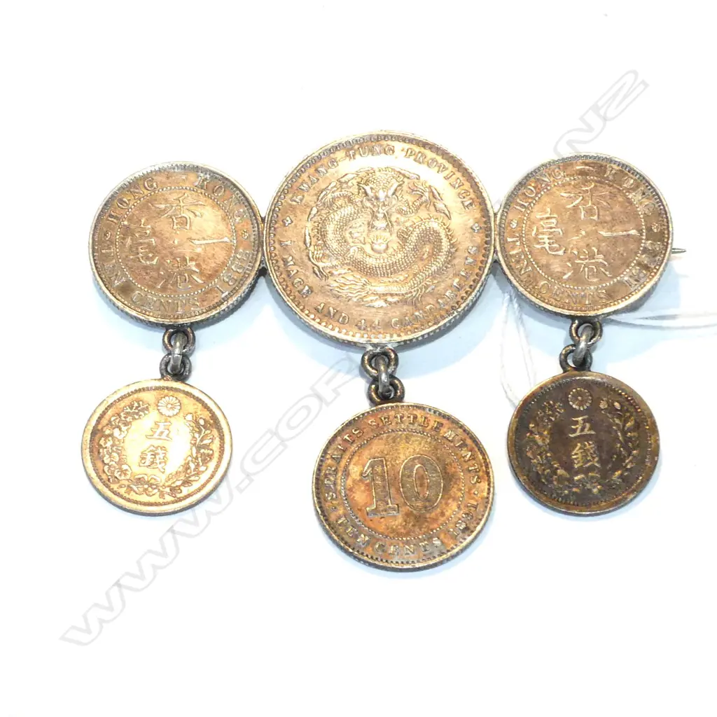HONG KONG 6 COIN BROOCH,  19.2 GMS Image 1++