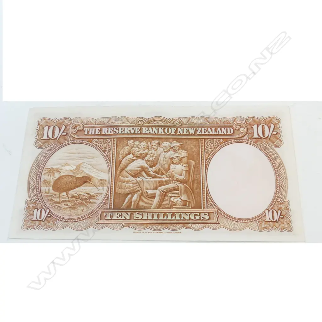 1 N.Z TEN SHILLING B/NOTE G WILSON LETTER OVER NO SERIAL B/3 732934 Image 1++