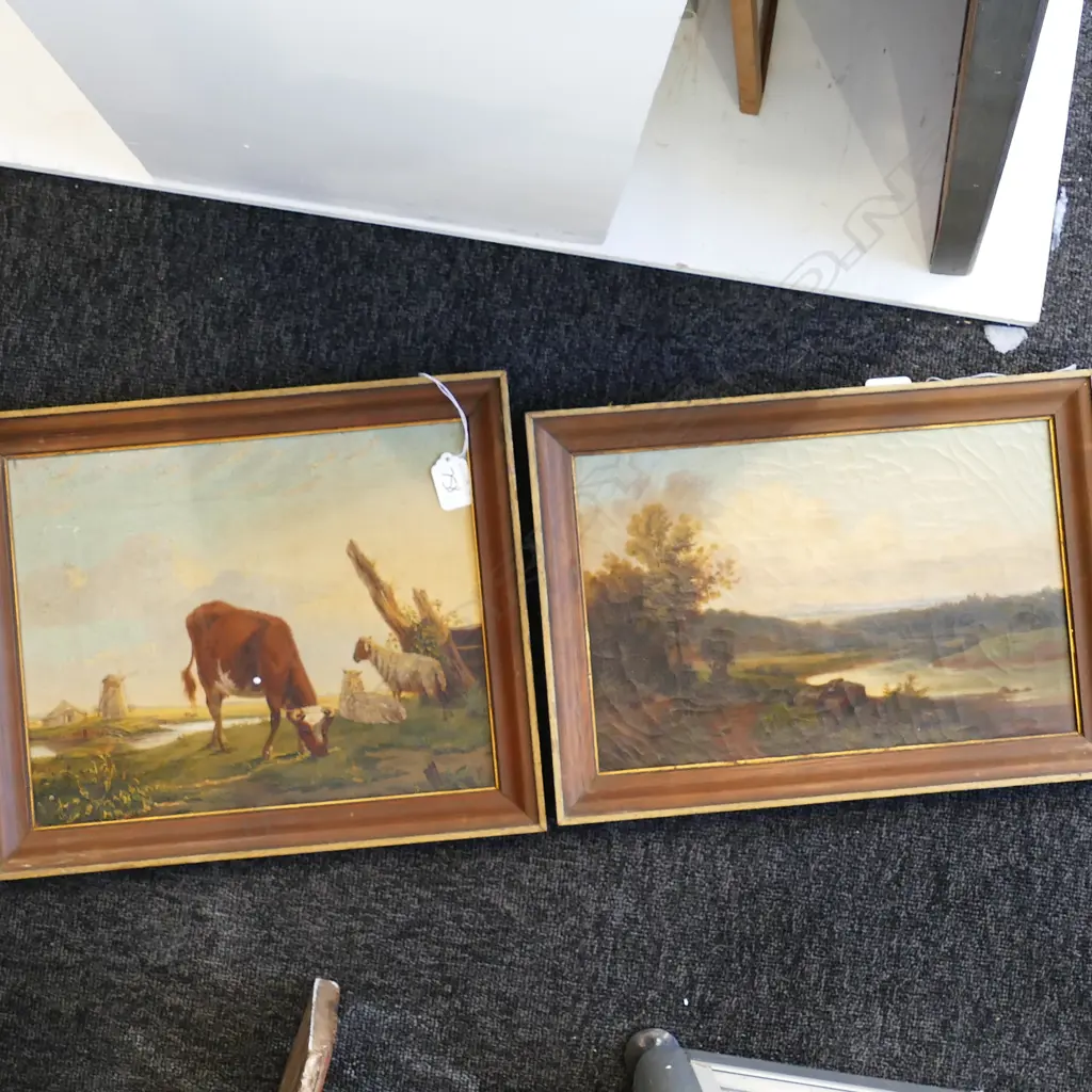 TWO ANTIQUE RURAL OILS Image 1++