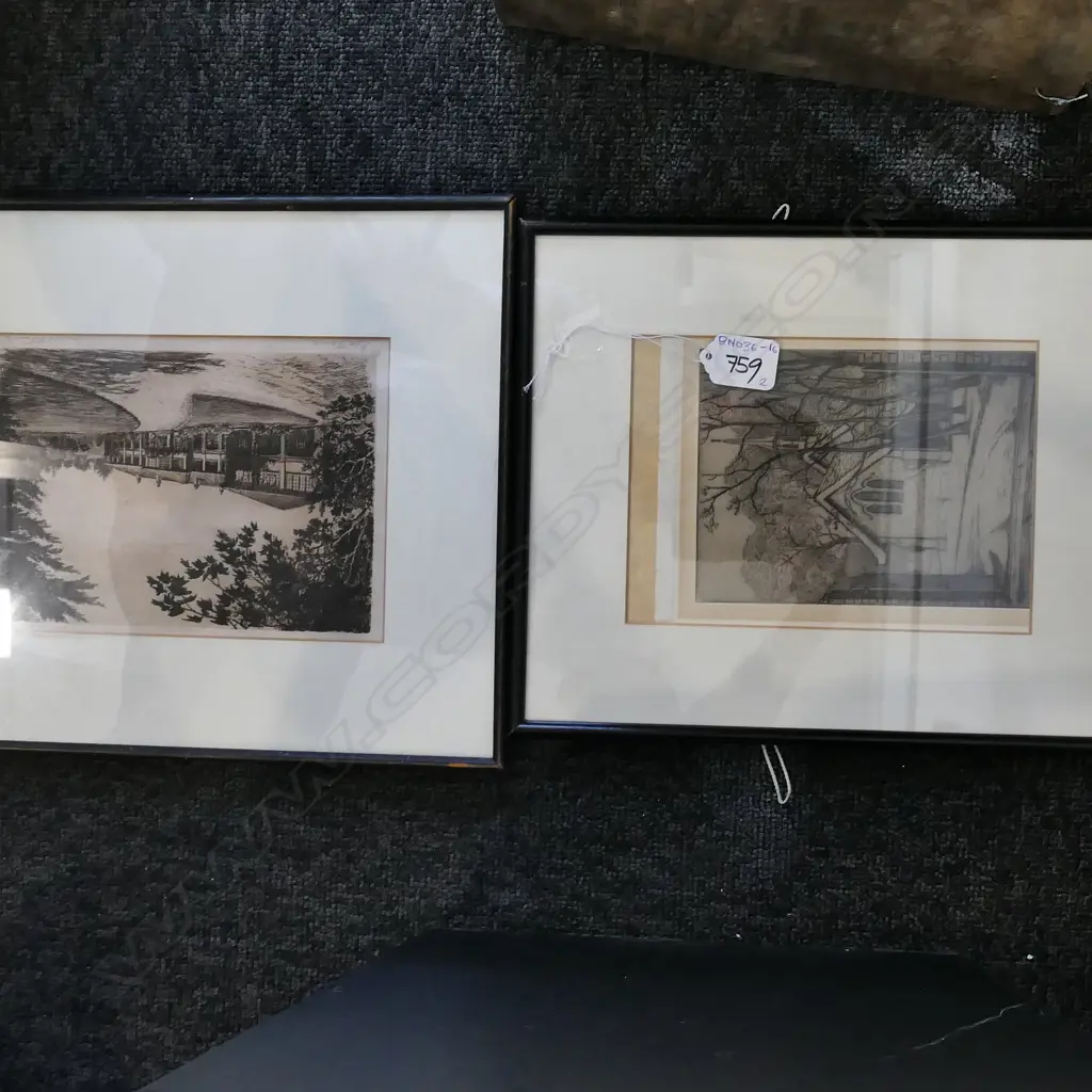 TWO FRAMED & SIGNED SMALL INK WORKS  Image 1++