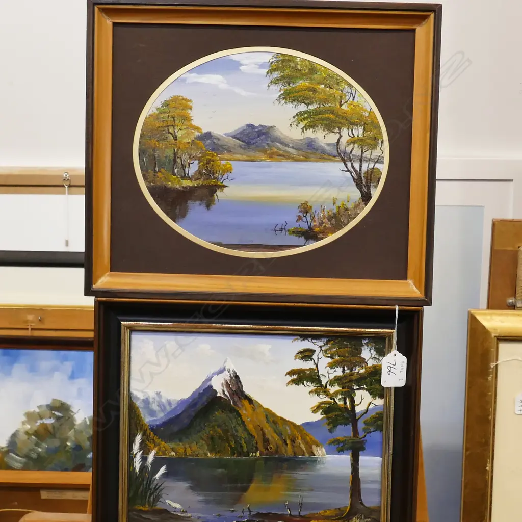 2 P. J. O'SULLIVAN OILS ON BOARD 'LAKE TAUPO' & MITRE PEAK' Image 1++