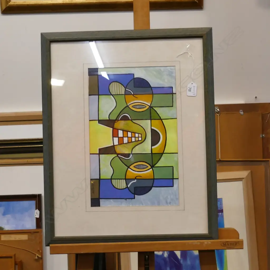 ACRYLIC ON PAPER ABSTRACT BY J ROGER 230 X 380 MM Image 1++