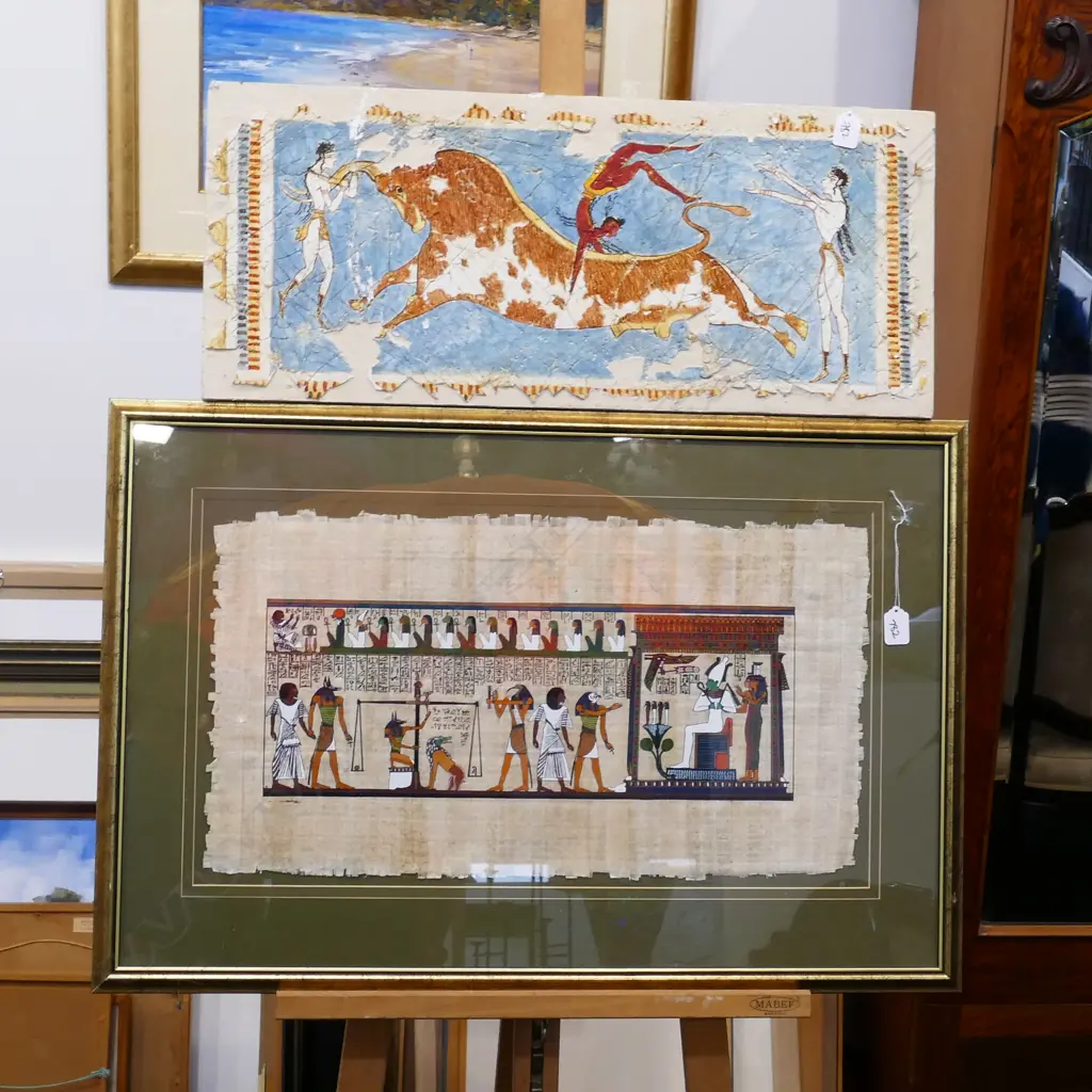 FRAMED EGYPTIAN SCENE + ONE OTHER 780 X 500 MM Image 1++
