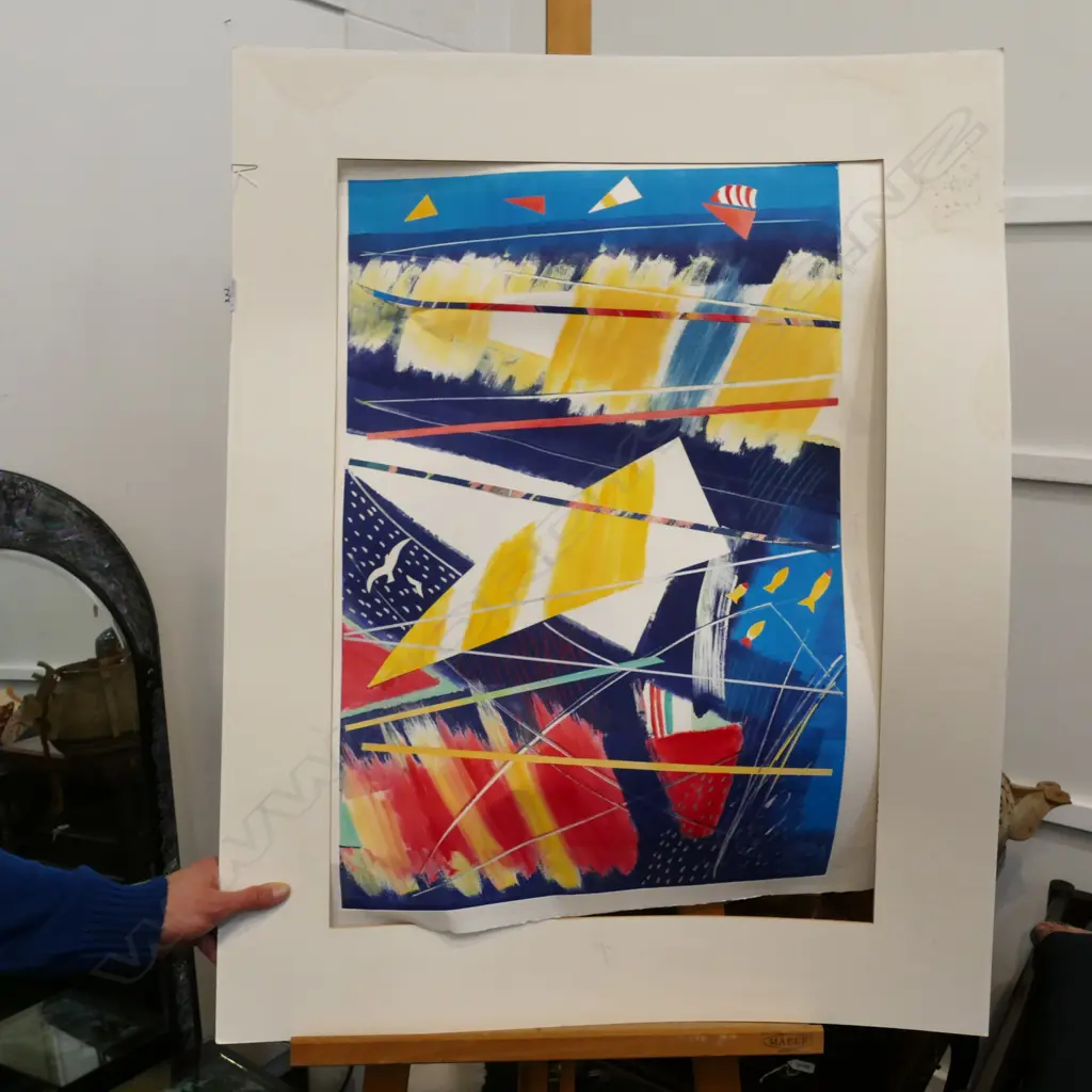 CYNTHIA TAYLOR 'RED + YELLOW SAILS' 1/1 UNFRAMED - SOME WARPING ETC Image 1++