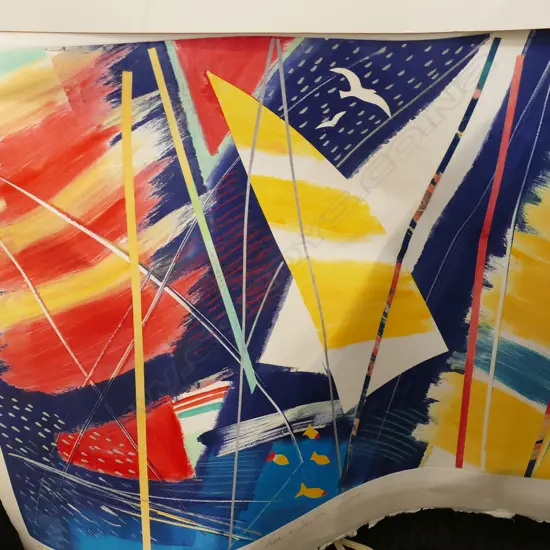 CYNTHIA TAYLOR 'RED + YELLOW SAILS' 1/1 UNFRAMED - SOME WARPING ETC