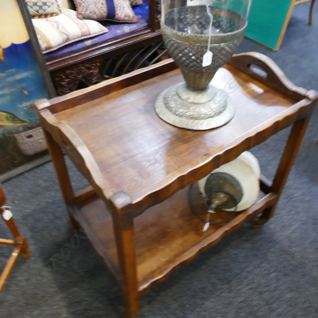 VINTAGE HARDWOOD TEA TROLLEY POSSIBLY STINKWOOD Image 1++