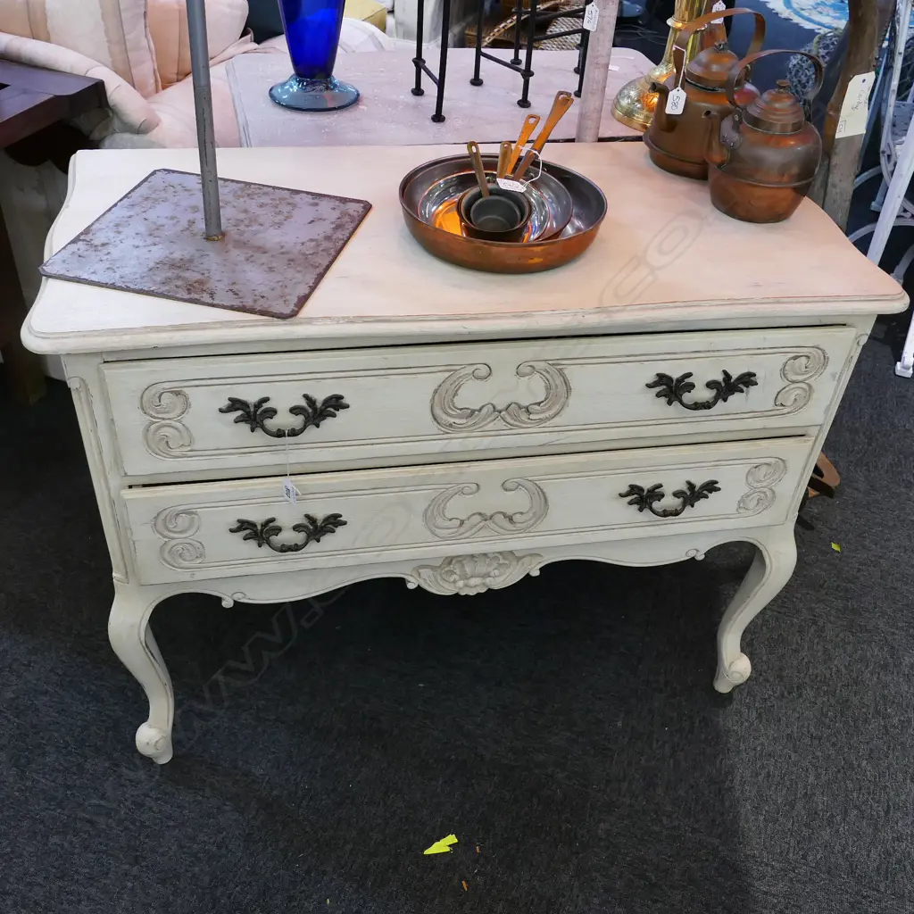 FRENCH COUNTRY WHITE PAINTED COMMODE H. 800 MM L. 1300 MM D. 500MM Image 1++