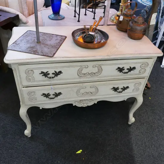 FRENCH COUNTRY WHITE PAINTED COMMODE H. 800 MM L. 1300 MM D. 500MM
