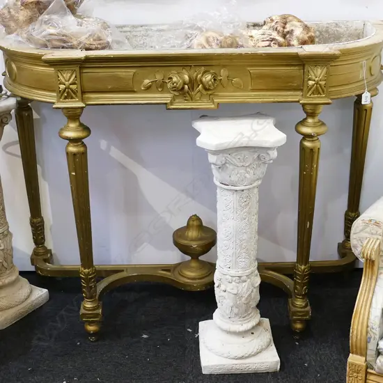 "CHRISTENING" GILDED CONSOLE TABLE / FRENCH ORNATE CONSOLE TABLE / NO TOP H. 950 MM L. 1240 MM D. 450