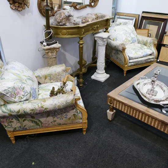 TWO FRENCH CHAIRS WITH FLORAL UPHOLSTERY 780MM W AF