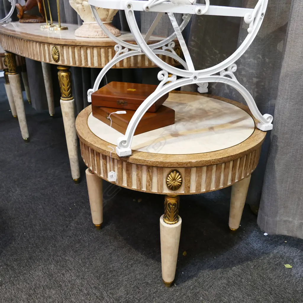 PR OF MARBLE INLAID OCCASIONAL TABLES D 700 MM Image 1++