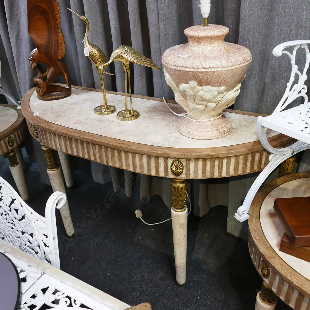 MARBLE VENEERED DEMI-LUNE CONSUL TABLE L 1500 MM Image 1++