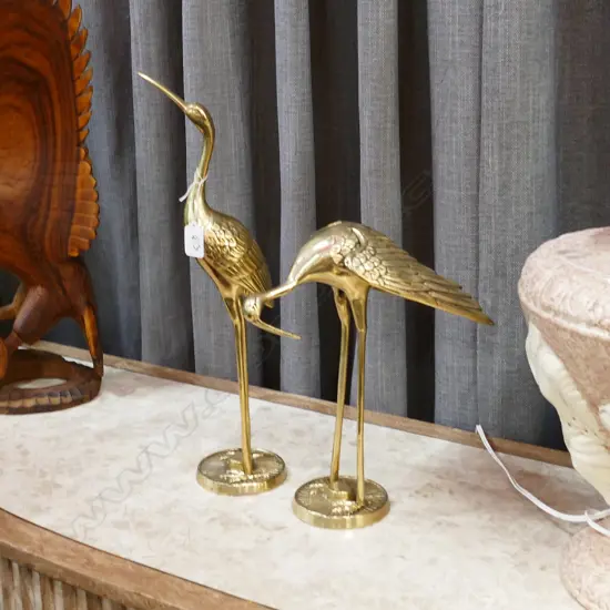 2 BRASS CRANES H 460 MM