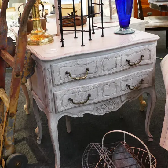 SMALL FRENCH WHITE PAINTED COMMODE H. 800MM L. 800MM  D. 460MM