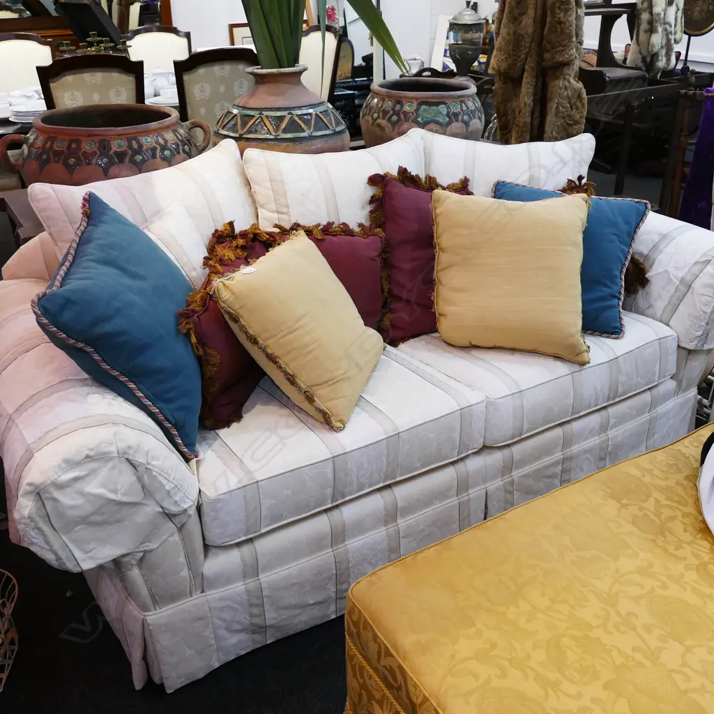 TWO QUALITY 2 SEATER ROLL ARM SOFAS Image 1++