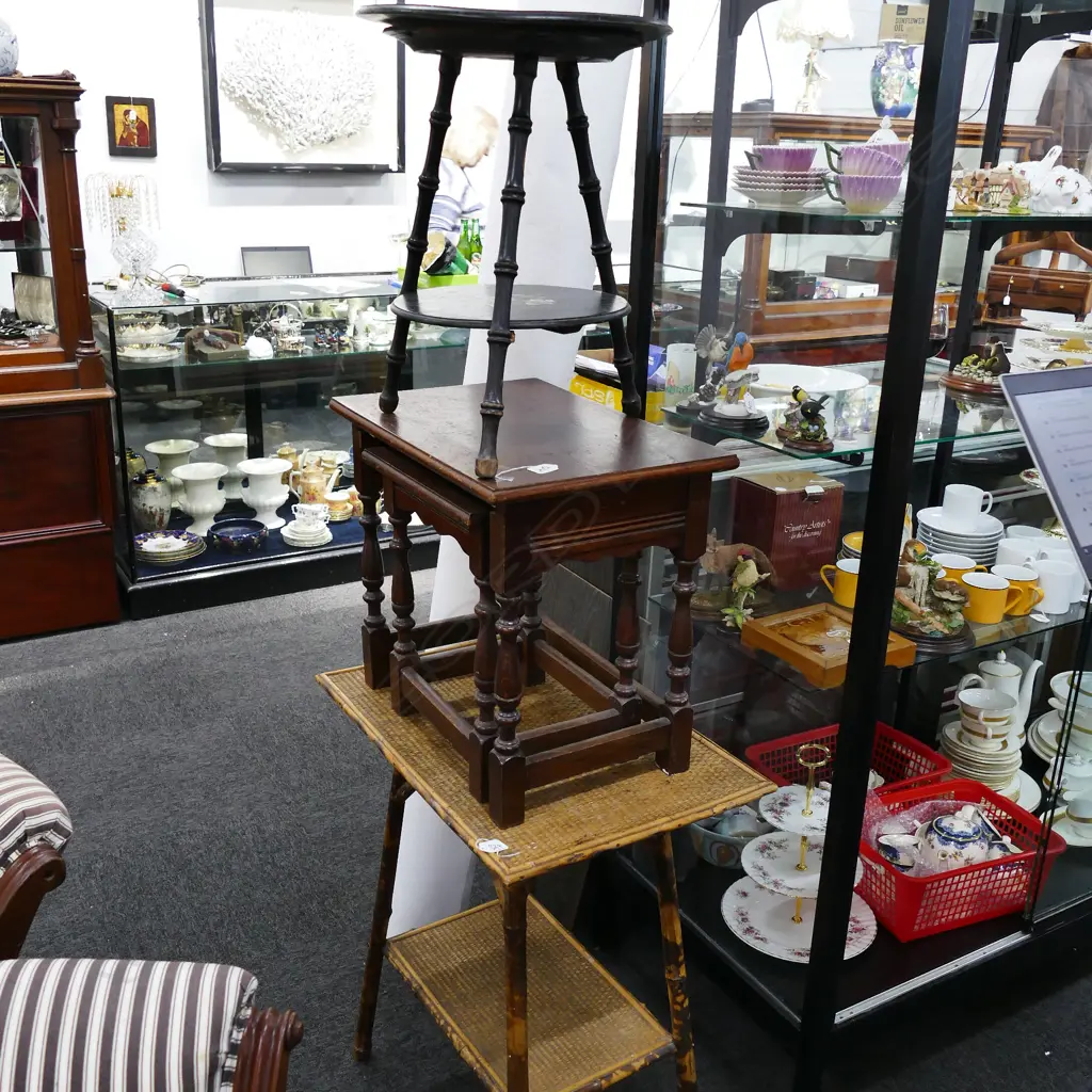 FOUR ASST SIDE TABLES INCL. BAMBOO W. 615  Image 1++