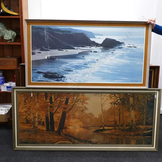 2 LARGE RETRO PRINTS SEA+LANDSCAPE 1640 X 710 MM