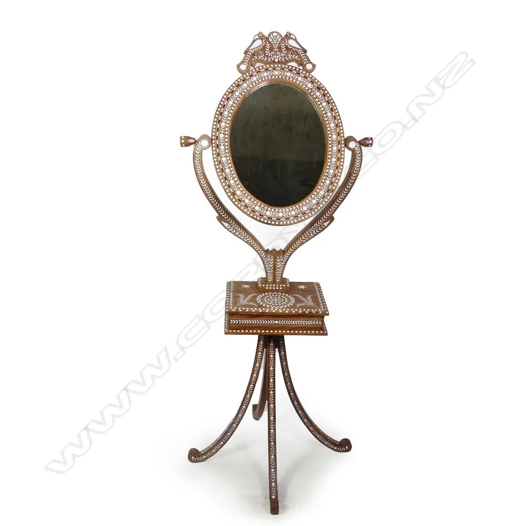 SYRIAN INLAID DRESSING MIRROR ON STAND, H. 1460MM Image 1++