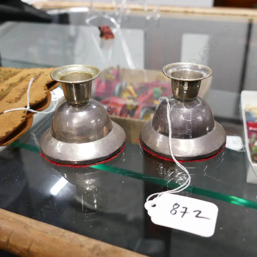 PR SMALL SILVER CANDLESTICKS (MARKS RUBBED)  Image 1++