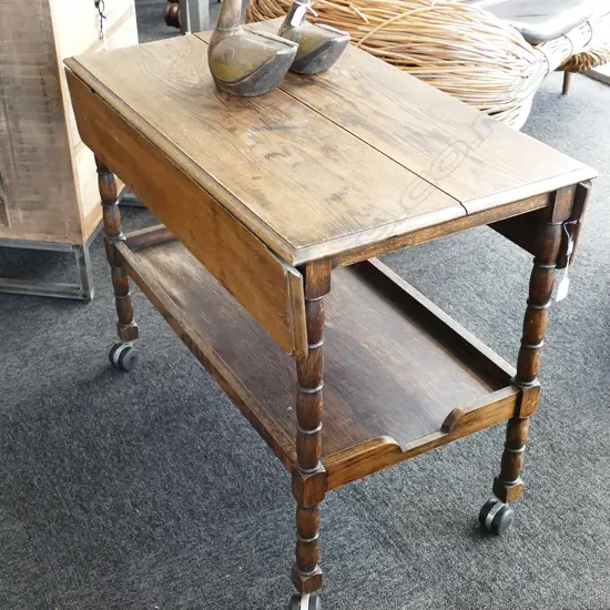 DROP L. TEA TROLLEY & SMALL TABLE 