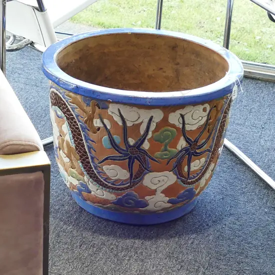 LARGE CHINESE DRAGON POT 510MM DIA