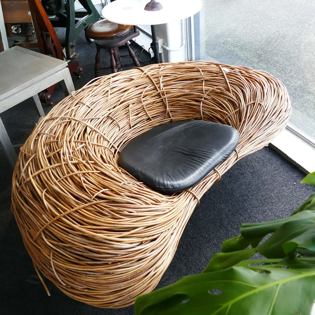 MODERNIST WICKER SCULPTURAL CHAIR  W. 1400 X H. 500MM Image 1++