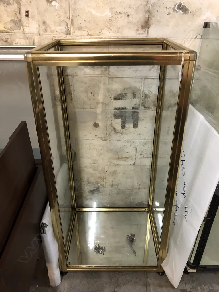 GOLD ALUMINIUM FRAMED UPRIGHT GLAZED DISPLAY CABINET Image 1++