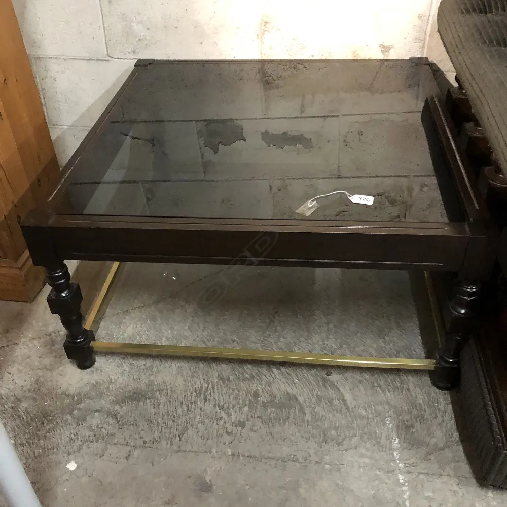 BRASS AND MAHOGANY SIDE TABLE Image 1++