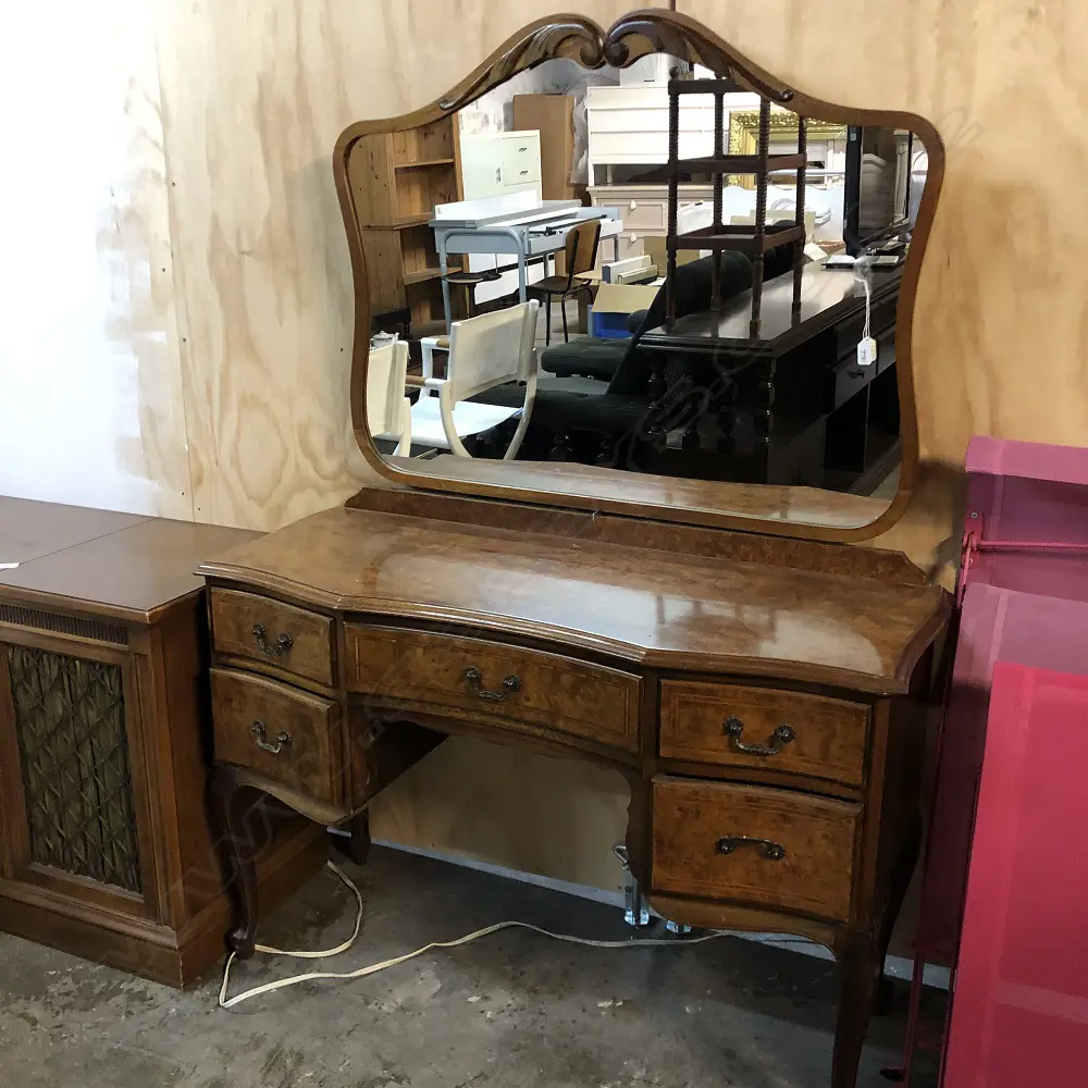 WALNUT DRESSING TABLE WITH MIRROR BACK L 1120 MM Image 1++