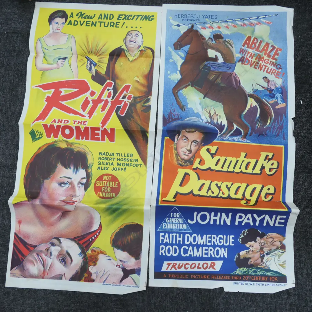 BOX WITH 3 RETRO ARTWORKS (LARGEST 410 X 330MM, 2 VINTAGE POSTERS Image 1++