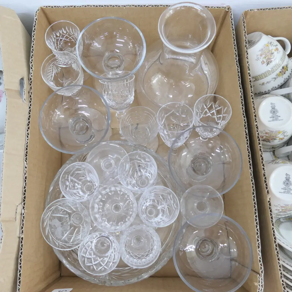BOX LOT ASST. CRYSTAL; WEBB, STUART, DECANTER ETC Image 1++