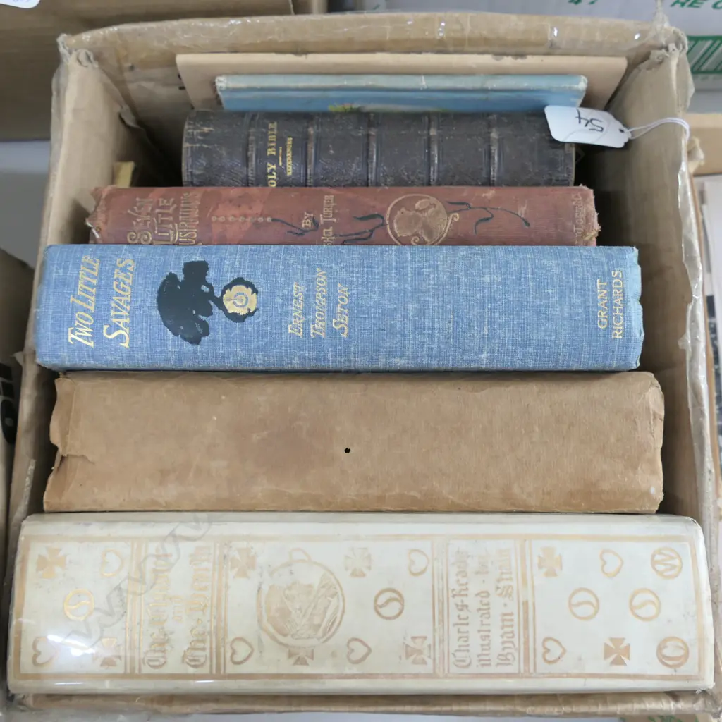 BOX LOT ASST. OLD BOOKS Image 1++