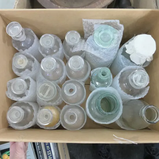 BOX OF APOTHECARY BOTTLES