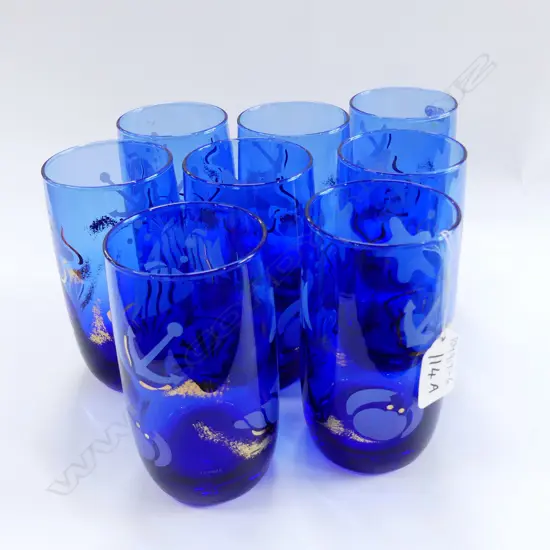 EIGHT COBALT BLUE GLASSES