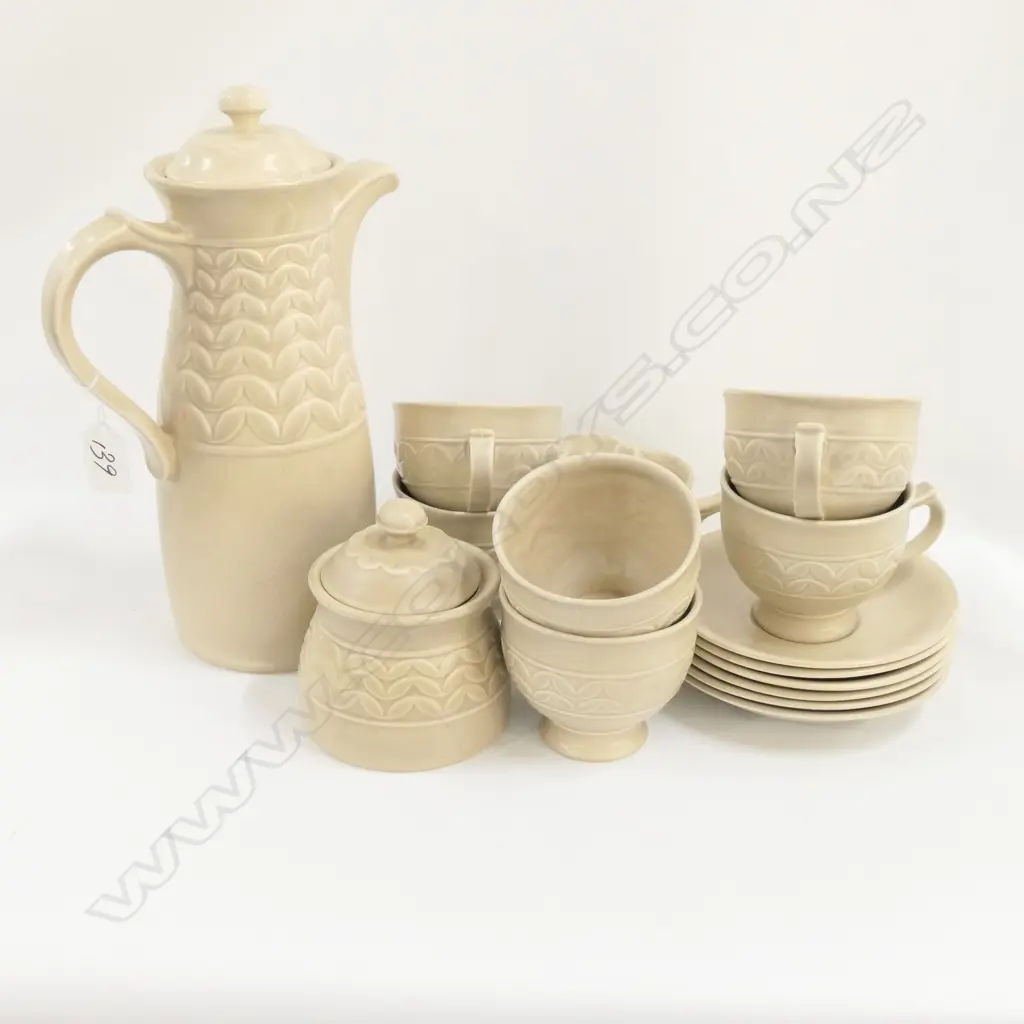 15 PCE RETRO ARTHUR WOOD ENGLISH COFFEE SET; 6 CUPS, 6 SAUCERS, JUG, SUGAR, COFFEE POT Image 1++