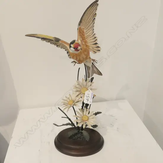 HANDCRAFTED TIN BIRD ON STAND