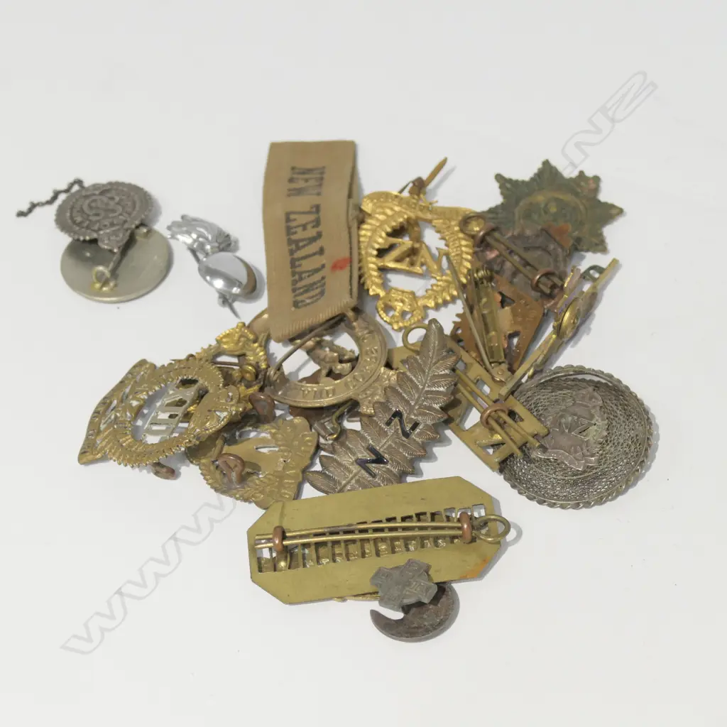 COLLECTION OF NZ MILITARY BADGES INCL TARANAKI RIFLE XI REGT. Image 1++